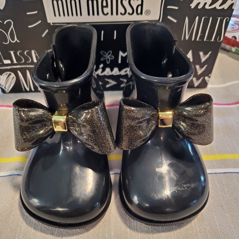 Mini Melissa Mini Sugar Rain Bow Black Boots